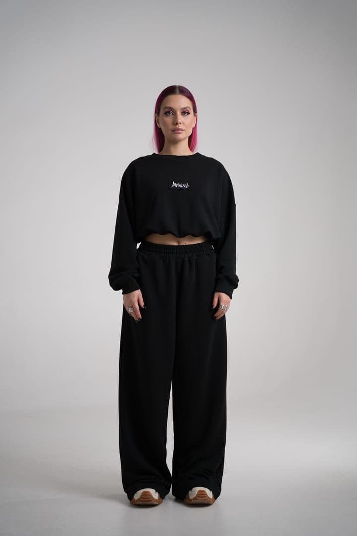 Set : Pantaloni jogger & Hanorac scurt cu elastic reglabil