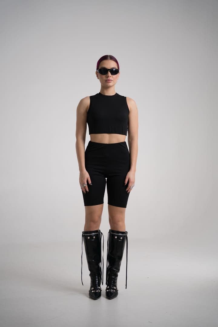 Set : Crop top & Pantaloni scurți elastici